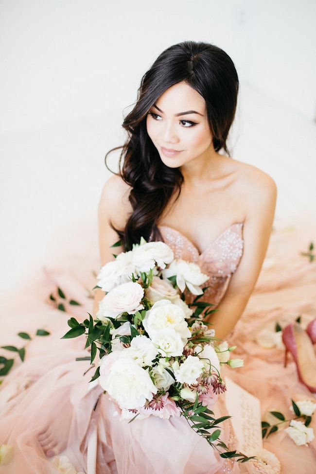 Blush Wedding Dress | Credit: Peaches With Honey