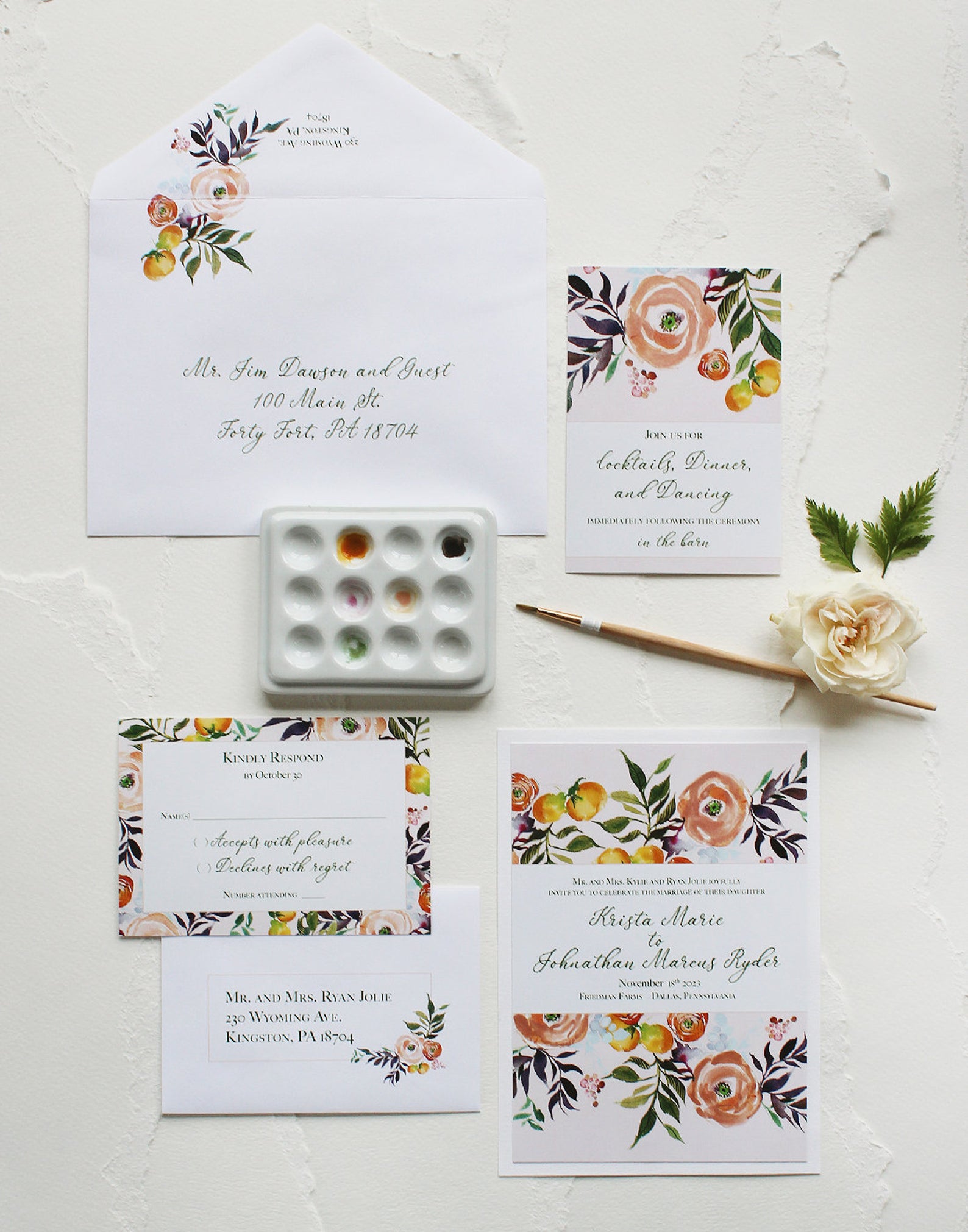 ranunculus wedding invitations