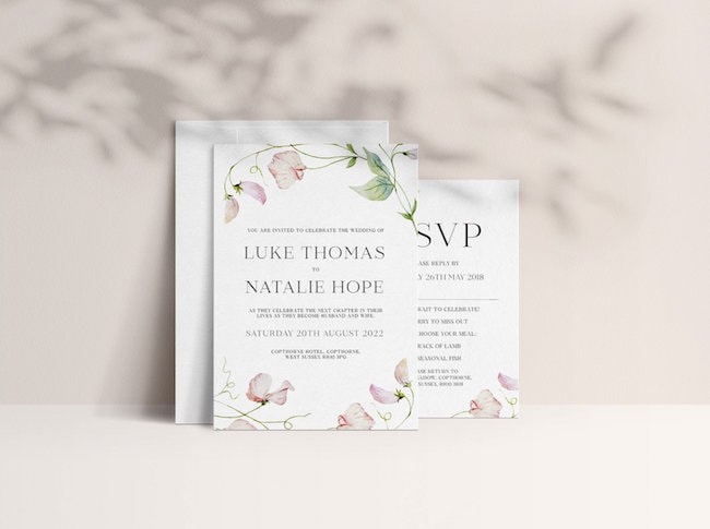 sweet pea wedding invitations