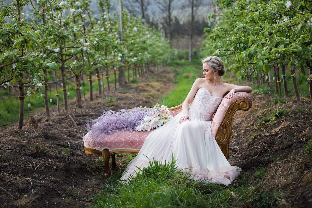 Vintage Chaise Lounge in Spring Orchard | Image: Sulet Fourie