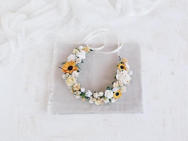 sunflower bridal hairpiece