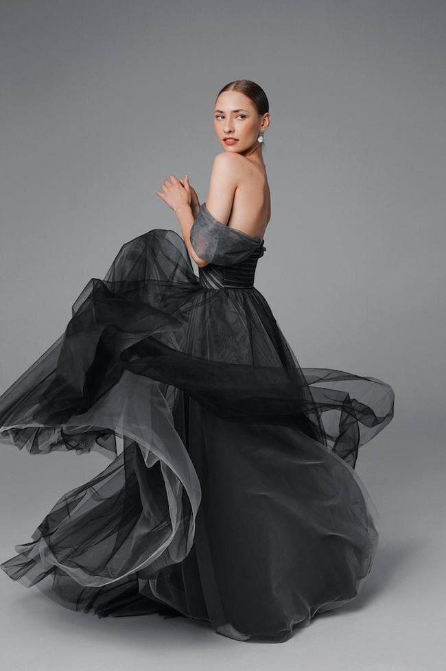 15 Chic Black Wedding Dresses for Bold Brides | MISTIQUE Black Wedding Dress by Piondress Bridal