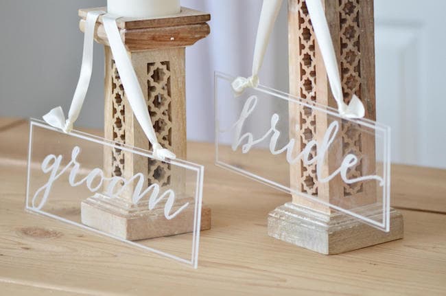 Acrylic Bride & Groom Signs