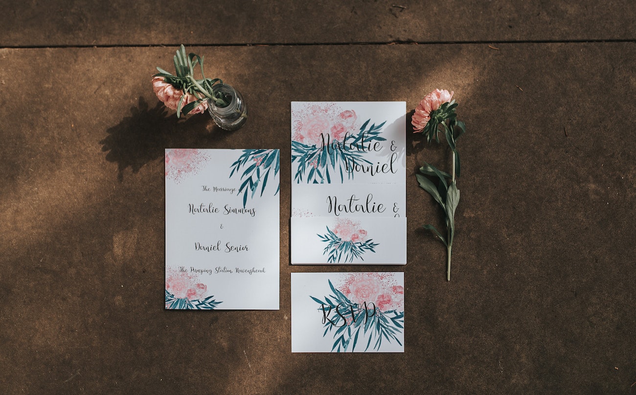 Floral Watercolor Wedding Invitation | Image: Pear & Bear Photography