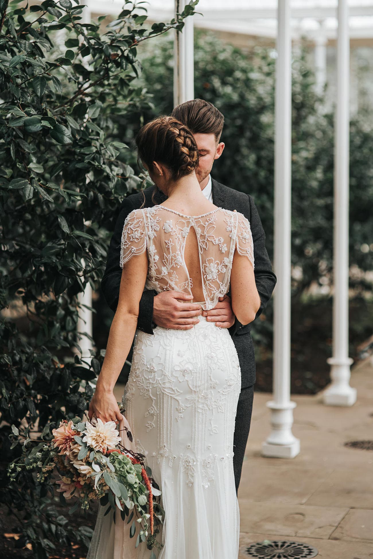 Jenny Packham Wedding Dress with Lace Overlay and Back Detail | Image: Pear & Bear Photography