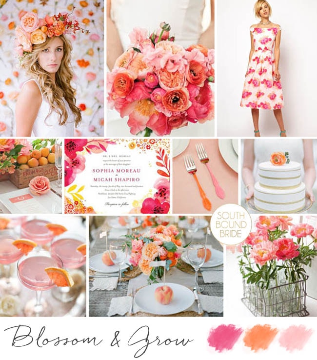 Blossom & Grow Pink, Peach & Orange Floral Wedding Inspiration | SouthBound Bride