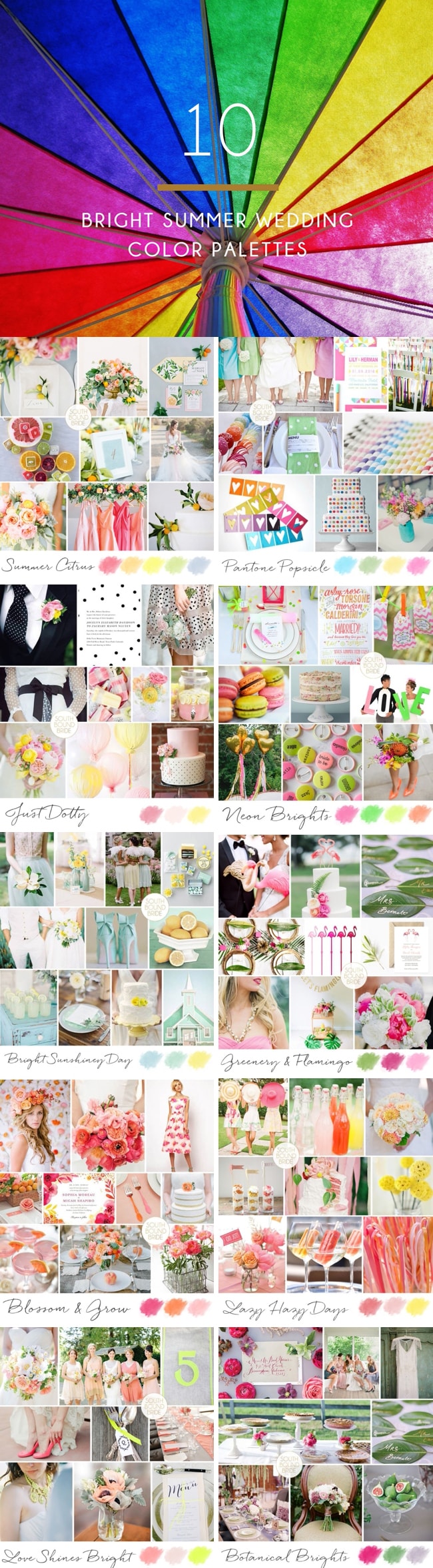 10 Bright Summer Wedding Color Palettes | SouthBound Bride