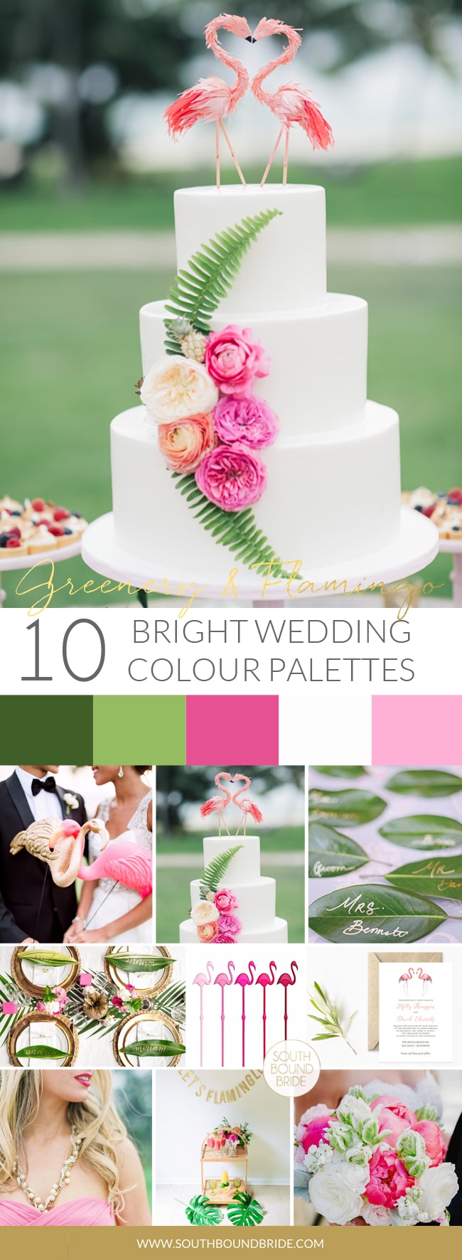 Pantone Greenery Inspiration Board: Greenery & Flamingo | SouthBound Bride