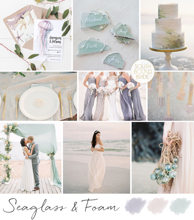 Seaglass & Foam Wedding Inspiration Board | SouthBound Bride